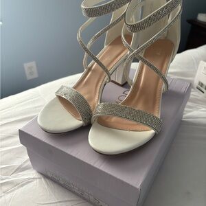 TOP Moda White and Silver Stiletto Heels